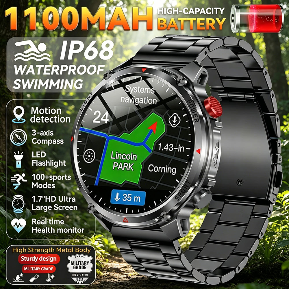 Outdoor Sport Smart Watch - 2026 New T-Rex3 Ultra 1100mAh Battery