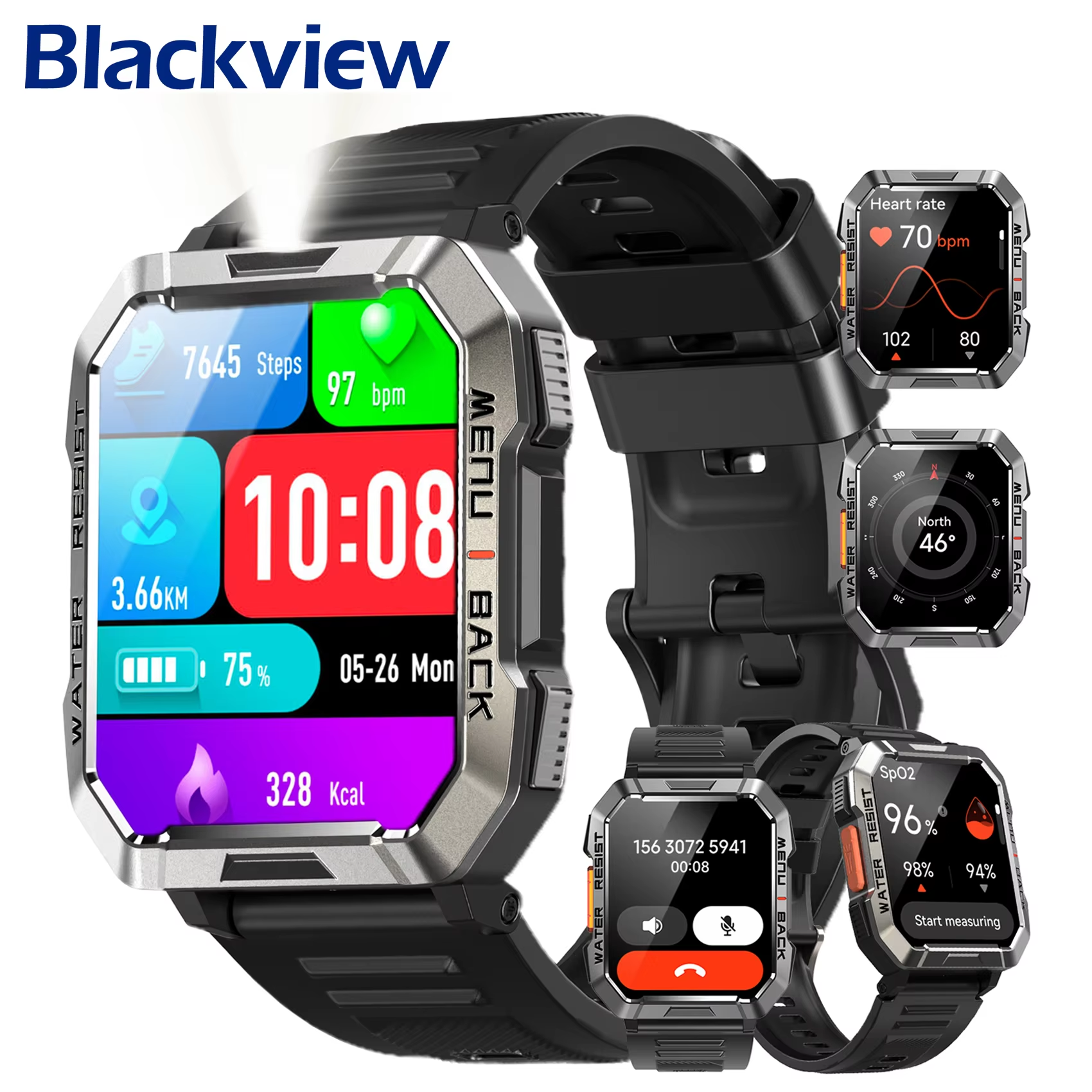 Outdoor Sport Smart Watch - Blackview W60 Waterproof Smartwatch with Emergency