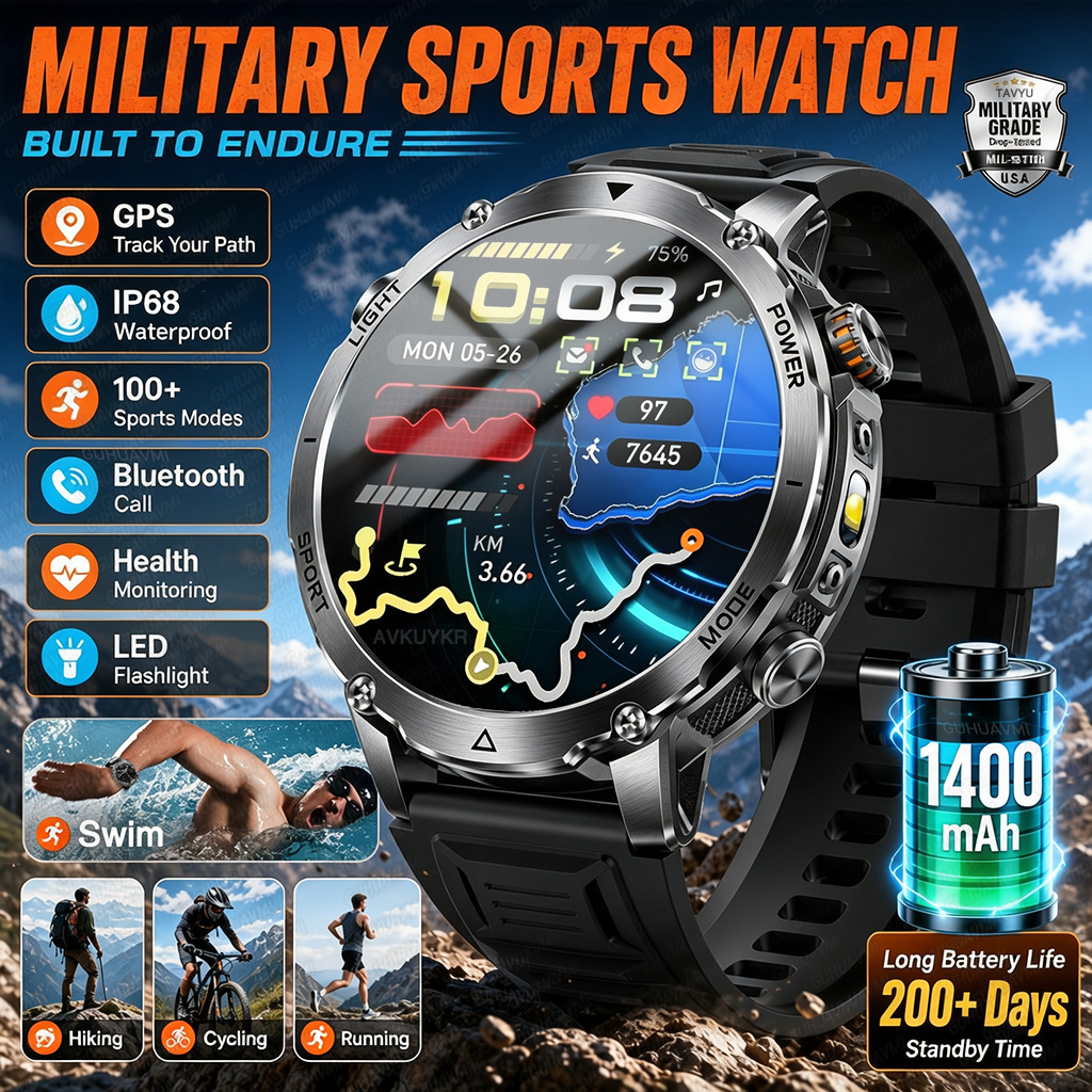 Definition Of Outdoor Sport - 1400mAh GPS Smart Watch Men 200+Days