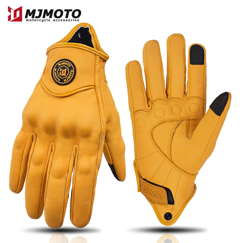 Horse Riding Glove - MJMOTO New Yellow Retro Motorcycle Riding