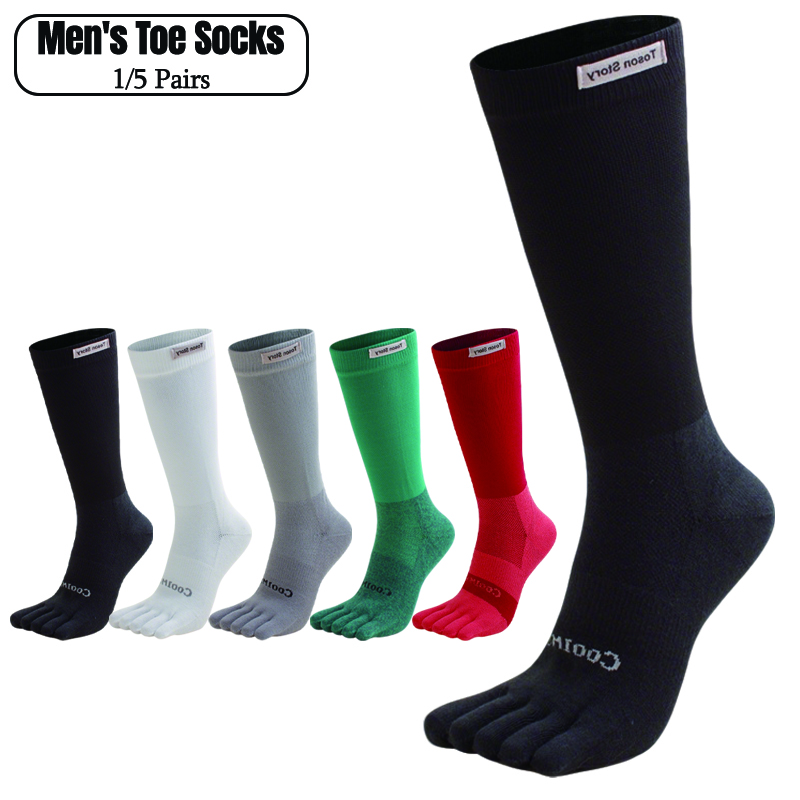 1/5 Pairs Men's High Crew Five - Outdoor Sport Hose recension och pris