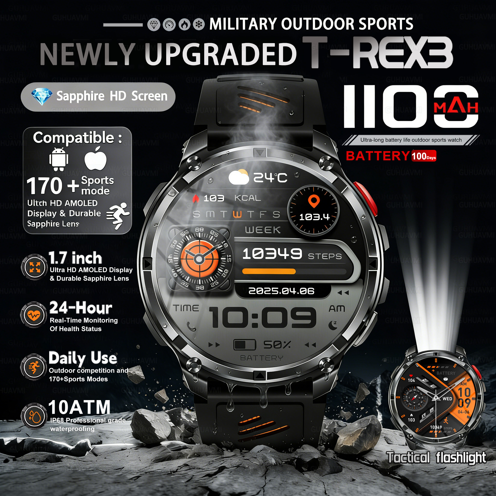 T-REX 3 Military Smartwatch Me - Definition Of Outdoor Sport recension och pris