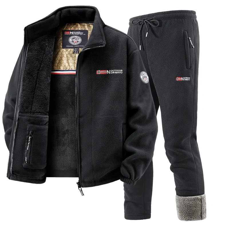 Mens Winter Fleece Tracksuit S - Outdoor Sport Winter Jacket recension och pris