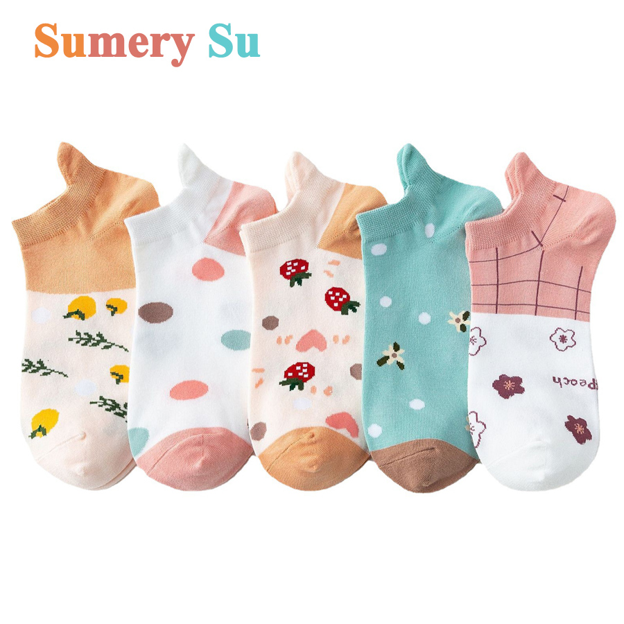 5 Pairs/Lot Cute Candy Socks W - Outdoor Sport Hose recension och pris